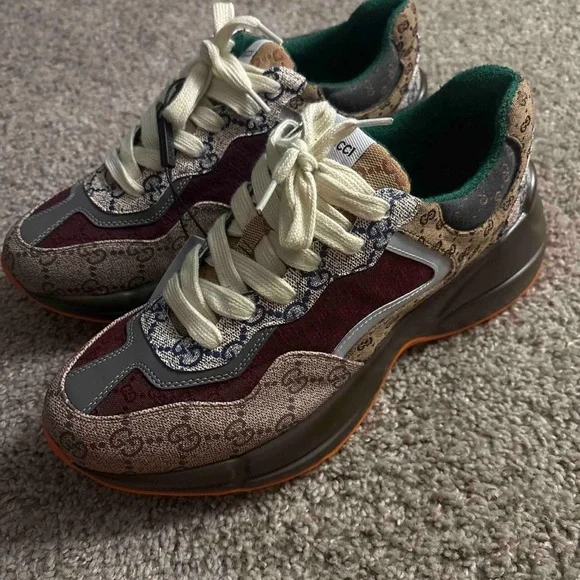 Gucci Platform GG Supreme Sneakers in Brown, Green & Orange - Picture 2 of 4